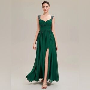 🆕Gathered Chiffon Sleeveless Evening Dress